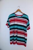 Vintage multi striped mens round neck medium tees image