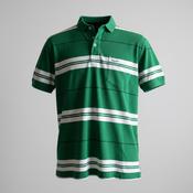 Vintage men's Tommy Hilfiger  Green &amp; white striped short sleeve polo shirt L| L33W21| SKU 5378 image