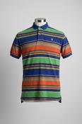 Vintage 80s  RALPH LAUREN POLO men's Multi Striped Shirt L Popped Collar |L33 W20| SKU 5380 image