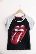 Vintage rolling stones black and white color block large tees image