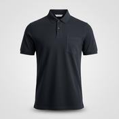 Vintage M&amp;S Men's Navy Pure cotton pique Polo-shirts in XL|L31W19|SKU 5388 image