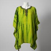 Vintage women Ethnic 70s Green Black Psychedelic Cotton Embroidered Hippie Style festive top in M|L26W18|SKU 5411 image