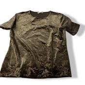 Vintage women green Berketex Floral Metallic Short Sleeve Fitted Top in S|L25W17|SKU 5418 image