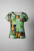 Vintage Linen Cropped green graphic Top Women Size L / XL Made in Italy|L23W23|SKU 5420 image