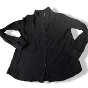 Vintage Chicoree Women Basic Black Button Down Shirts Long Sleeve in M|L28 W18|SK 5422 image