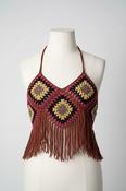 Vintage women's multi granny square crochet cropped top in S|L15W15|SKU 5431 image