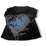 Vintage love heart graphics black women's t shirt in XL|L23W18|SKU 5436 image