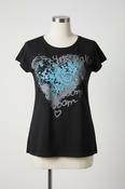 Vintage love heart graphics black women's t shirt in XL|L23W18|SKU 5436 image