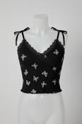 Vintage women's Divided Black &amp; White Butterfly Cami tank Top in XS|L12W12|SKU 5440 image