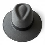 Vintage Unisex Grey wool felt fedora hat with black ribbon accent sku 6809 image