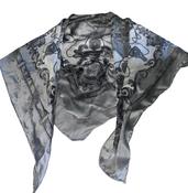 Women's Silver Paisley Silk  100% Silk Scarf