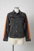Vintage Zara Men's Distressed Black Denim Heavy Jacket with Pockets, Grey Accents, Size XL image