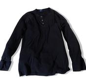 Vintage Black Cotton Oversized Long Sleeve 3 Button Top image