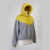 Women's FB sister grey &amp; yellow color block small hoodie | SMALL | SKU 3616 image