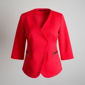 Vintage women red made in Italy polyester elastane Blazers with zippers pocket in XL|L27 W17| SKU 6377