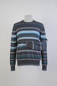 Vintage men grey multi stripe crew neck oversize sweatshirt in L|L27 W21|SKU 5548