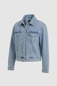 Vintage women M&amp;S Co. cropped denim cutoff blue jacket size 12|L22W20|SKU 6726