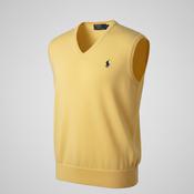 Vintage male Polo Ralph Lauren Yellow Cotton Linen Blend Knit Sweater Vest L SKU 6145 image