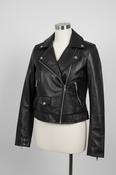 "Leather Signature Biker Jacket SHORT COATED JACKET - Faux leather jacket in size 10 MEDIUM  L 23 W 17 SKU 6167 "