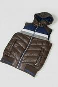 zara brown mens body warmer in size small  Men's sleeveless puffer vest from Zara, size S. Brown and blue SKU 6179