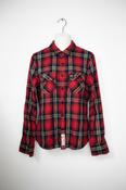 Superdry &amp; Co pre-owned button-down blouse in a multi-coloured tartan check pattern. image