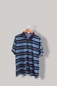 Vintage Large Blue Multi stripped mens regular fit polo shirt image