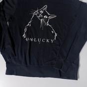 Vintage Earth Positive Cat Unlucky graphics large black sweathsirt image