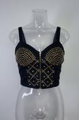 Vintage Topshop women's Bustier studded black crop top Uk 12| SKU 3716 image