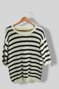 Vintage Dolce Stella cream stripped knitted crew neck large short sleeve tees image