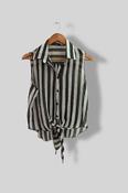 Vintage Nikka women black and white striped sleeveless top size 14 image