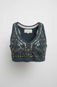 Y2K Abercrombie &amp; Fitch womens grey studded 90's small vest image