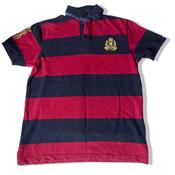 Vintage Karen Millen blue and red multi stripe polo shirt XL image