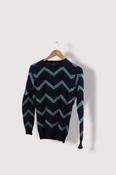 Vintage Hank green zig zag stripe womens large cotton crew neck sweatshirt image