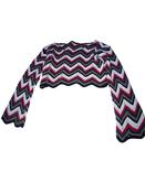 Vintage womens Multi Zig zag crochet crop sweater size XS image