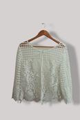 Vintage white italia floral lace white womens small top image