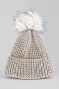 Vintage Women's Cream Studded Beanie, Luxe Knitted Faux Fur Hat | SKU 4355 image