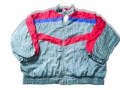 Vintage Men's grey colorblock large full zip shell track top |L30W24|SKU3892 image