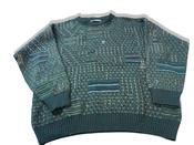 Vintage Sands made in Italy green geometric print knitted sweater in L|L27 W22|SKU 3996 image