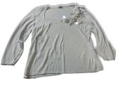 Vintage Libra women's white floral embroidery rayon blouse size 16|L23 W17|SKU 4022 image