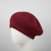 Vintage women's red crochet knitted beret cap| SKU 4996 image