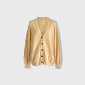 Vintage 3 Suisses women cotton blend yellow V-neck button sweater in S|L28 W20|SKU 3671 image