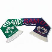 Vintage Ireland Republic VS Samoa rugby green &amp; blue colourblock scarf| L52 W7|SKU 6397 image