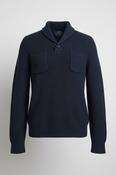 Vintage men Angelo Litrico navy collar button italian double pocket knitted sweater in L|L28 W22|SKU 6413 image