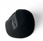 Vintage Unisex Hermani Black felt fedora hat with silver logo hat  sku 6816