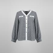 Vintage Vimly women grey checkered long sleeve blouse in XL|L24W20|SKU 6472 image