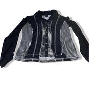Vintage Y2K Women's  Pause Cafe Black and White Sheer Sequin Shirt in M/L|L25 W17|SKU 5502 image