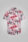 Vintage Zara Man Hawaiian floral print red tropical short sleeve Shirt in XL|L33W21|SKU 5482 image