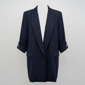 Vintage Zara women navy blue roll up sleeve blazer in L|SKU 6426 image