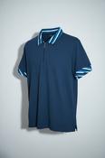 Vintage men 1/4 zip navy blue short sleeve polo shirt in L|L29 W24|SKU 6596 image