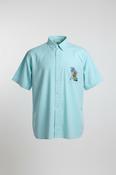 Vintage men 90's  green hawaiin graphics beach short sleeve shirt in L|L31 W20|SKU 6450 image
